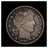 1901 Barber Silver Half Dollar F/VF