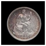 1887 S Seated Liberty Silver Dime ICG AU-58