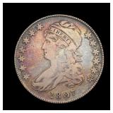 1807 50/20c Capped Bust Half Dollar VF TONED