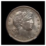 1901 Barber Silver Half Dollar NGC MS-62