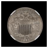 1883 Shield Nickel NGC UNC Scratch WOW Luster!