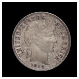 1914 D Barber Silver Dime ICG AU-58