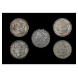 5x Morgan Silver Dollar Better Than Avg Circulated