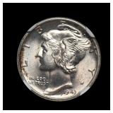 1943 Mercury Silver Dime NGC MS-66