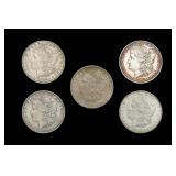 5x Morgan Silver Dollar Better Than Avg Circulated