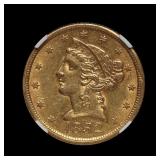 1852 $5 Liberty Half Eagle GOLD NGC AU Details