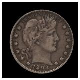 1893 Barber Silver Quarter ICG VF-20