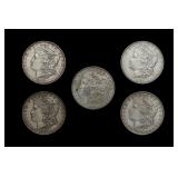 5x Morgan Silver Dollar Better Than Avg Circulated