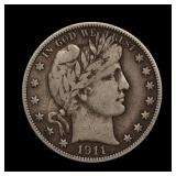 1911 S Barber Silver Half Dollar Fine  Better Date
