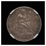 1890 Seated Liberty Silver Dime NGC AU-55