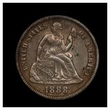 1888 S Seated Liberty Silver Dime AU Details