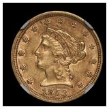 1853 $2.5 Liberty Quarter Eagle GOLD NGC AU-55