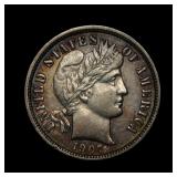 1907 D Barber Silver Dime AU
