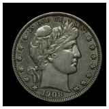 1908 Barber Silver Half Dollar AU/BU NICE!
