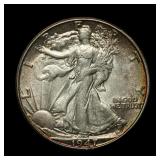 1947 S Walking Liberty Half Dollar BU+ TONED
