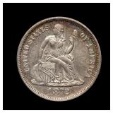 1872 Seated Liberty Silver Dime ICG AU-58 FLASHY