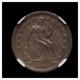 1855 Arrows Seated Liberty Silver Dime NGC AU