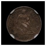 1870 Seated Liberty Silver Half Dime NGC AU-55