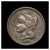 1871 Three Cent Nickel 3cn AU+ Better Date