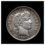 1901 Barber Silver Dime BU Rev Struck Through