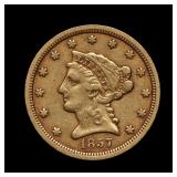 1857 $2.5 GOLD Liberty Quarter Eagle XF