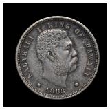 1883 Hawaii Silver Dime 10c AU ULTRA RARE!