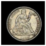 1877 CC Seated Liberty Silver Dime Fine