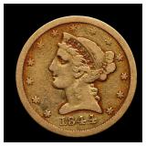 1844 O $5 GOLD Liberty Half Eagle VF SCARCE