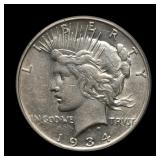 1934 D Peace Silver Dollar ANACS AU-50 VAM-3A DDO