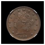 1908 Liberty V Nickel NGC AU-58 TONED
