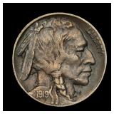1919 D Buffalo Nickel AU Details TONED