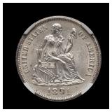 1891 Seated Liberty Silver Dime NGC MS-62 WHITE!
