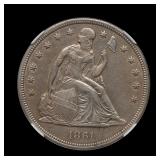 1861 Seated Liberty Dollar NGC AU+++ HUGE COIN