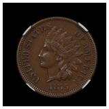 1875 Indian Head Cent Penny NGC AU-55