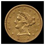 1850 $2.5 Liberty Quarter Eagle Gold XF