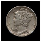 1921 D Mercury Silver Dime NGC XF-45 Unique!