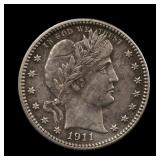 1911 Barber Silver Quarter AU