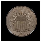1867 Shield Nickel No Rays NGC UNC RPD FS-1308