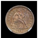 1857 Seated Liberty Dime NGC MS-63 TONED