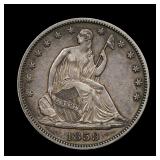 1859 Seated Liberty Silver Half AU WOW