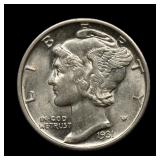 1931 S Mercury Silver Dime AU