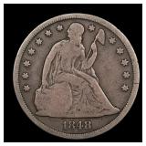 1848 Seated Liberty Silver Dollar Good