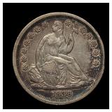 1838 Seated Liberty Silver Dime AU