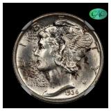1936 D Mercury Silver Dime NGC MS-64 FB CAC