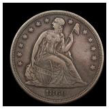 1860 Seated Liberty Silver Dollar AU Details
