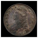 1823 Capped Bust Half Dollar AU GORGEOUS TONED