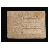 1775 Virginia Colony 20 Shillings Currency Note