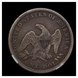 1847 Seated Liberty Silver Dollar NGC VF-25