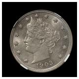 1903 Liberty V Nickel NGC MS-61 Lustrous Toned