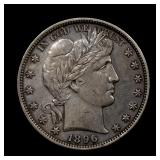 1896 Barber Half Dollar AU+ Better Date Toned